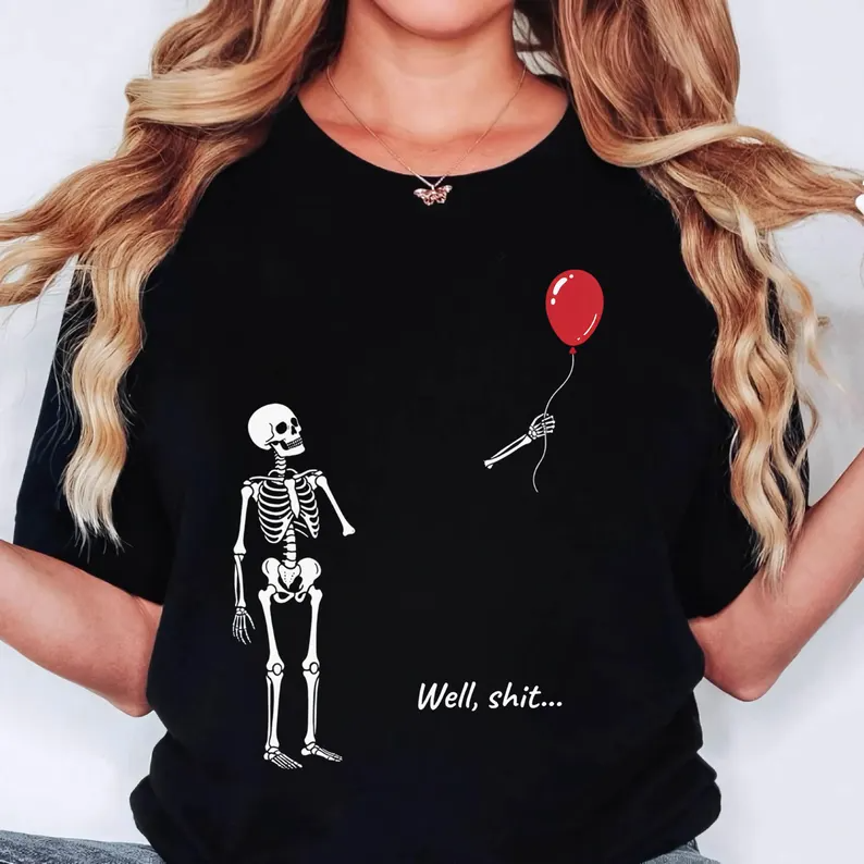 Funny Skeleton Tee with Lost Balloon Design