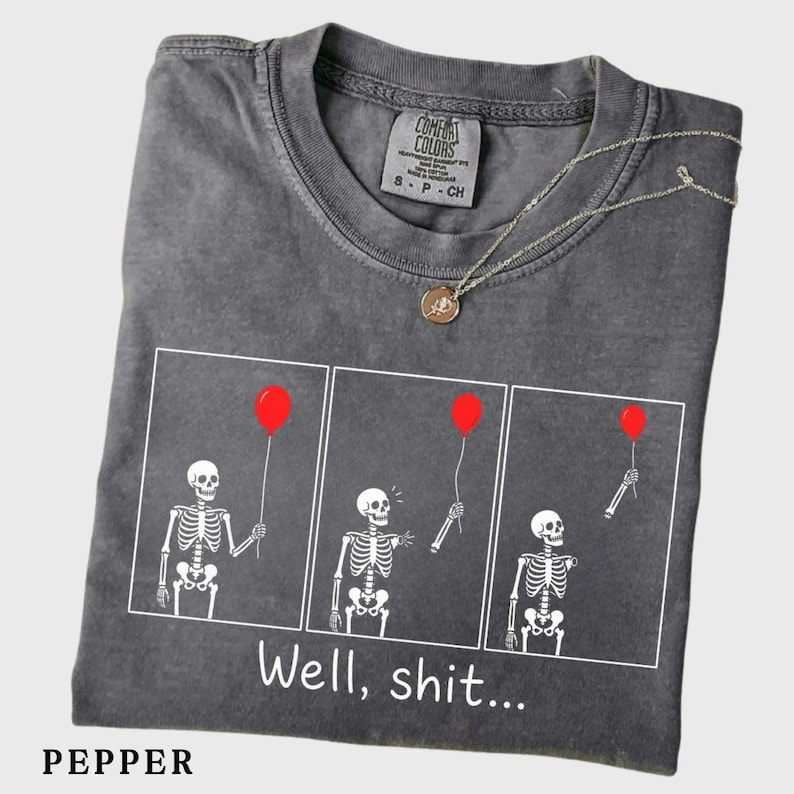 Comic Strip Style Skeleton Balloon Shirt
