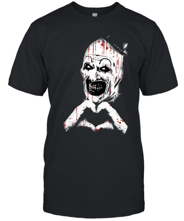 Art The Clown Heart Hands Blood Splatter Halloween Horror Classic Men's T-shirt