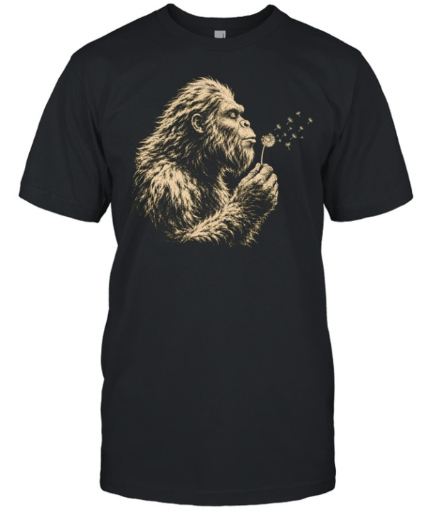 Bigfoot Blowing Dandelion Flower Sasquatch Nature Graphic  Classic Men's T-shirt
