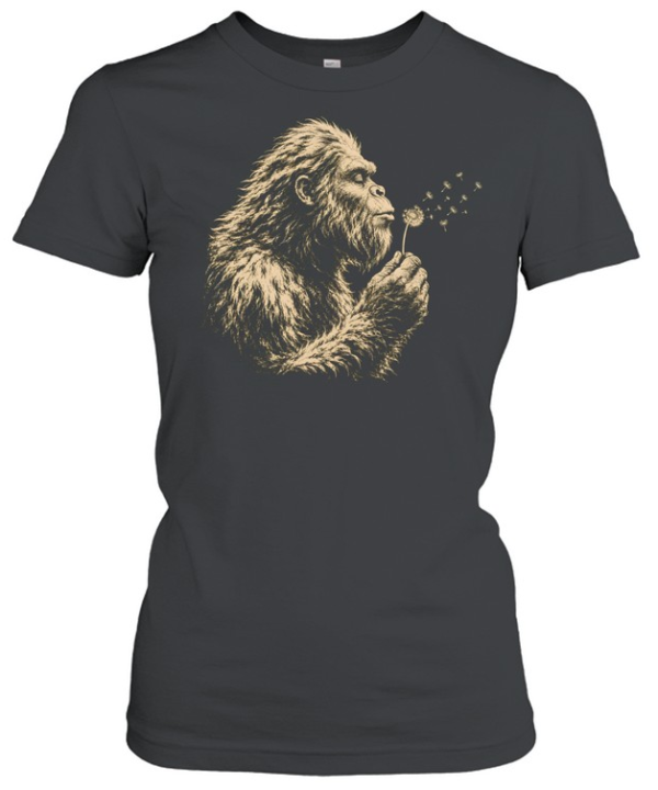 Bigfoot Blowing Dandelion Flower Sasquatch Nature Graphic  Classic Women's T-shirt