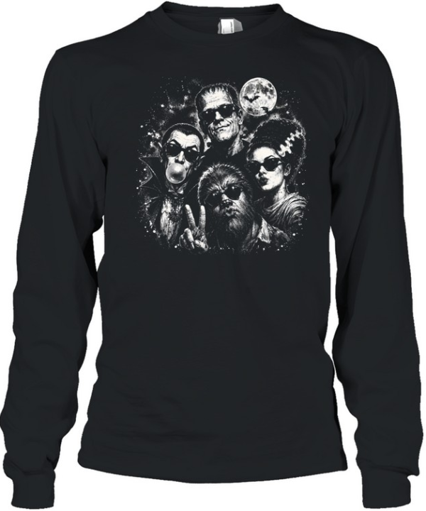 Cool Universal Monsters In Sunglasses Selfie Washed Long Sleeved T-shirt