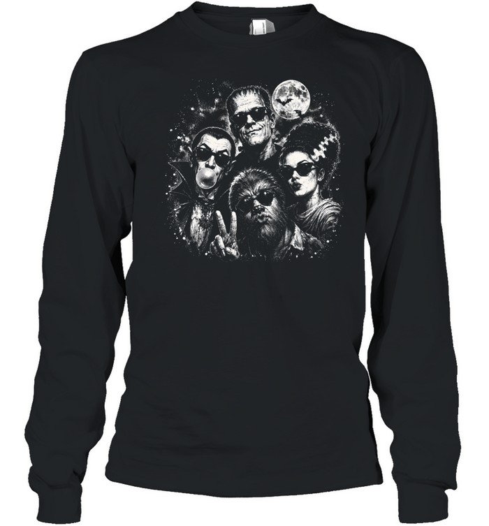 Cool Universal Monsters In Sunglasses Selfie Washed Long Sleeved T-shirt
