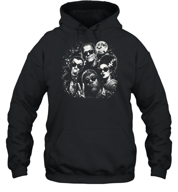 Cool Universal Monsters In Sunglasses Selfie Washed Unisex Hoodie Cool Universal Monsters In Sunglasses Selfie Washed Unisex Hoodie