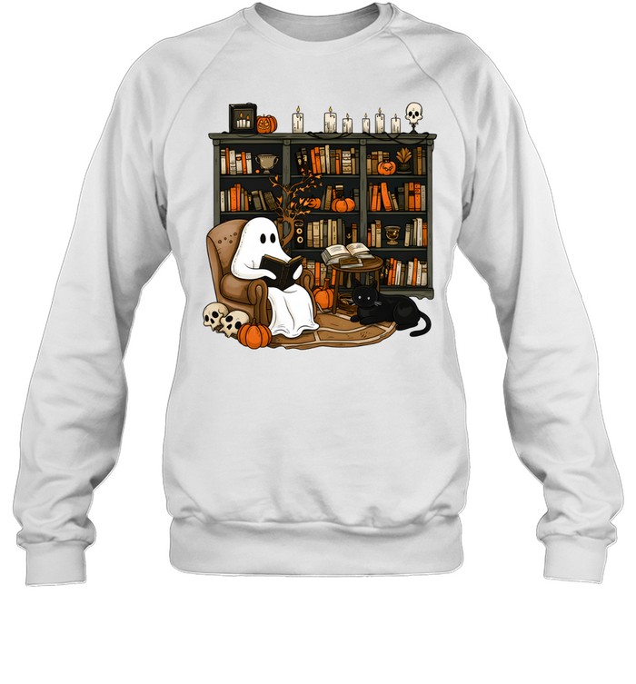 Cozy Bookworm Ghost Reading Books In Library Halloween Unisex Sweatshirt Cozy Bookworm Ghost Reading Books In Library Halloween Unisex Sweatshirt
