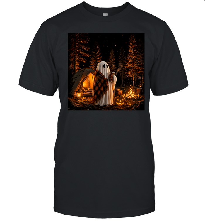 Cozy Camping Ghost Campfire Pumpkin Forest Halloween Classic Men's T-shirt Cozy Camping Ghost Campfire Pumpkin Forest Halloween Classic Men's T-shirt