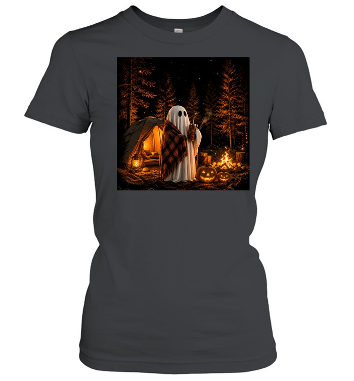 Cozy Camping Ghost Campfire Pumpkin Forest Halloween Classic Women's T-shirt