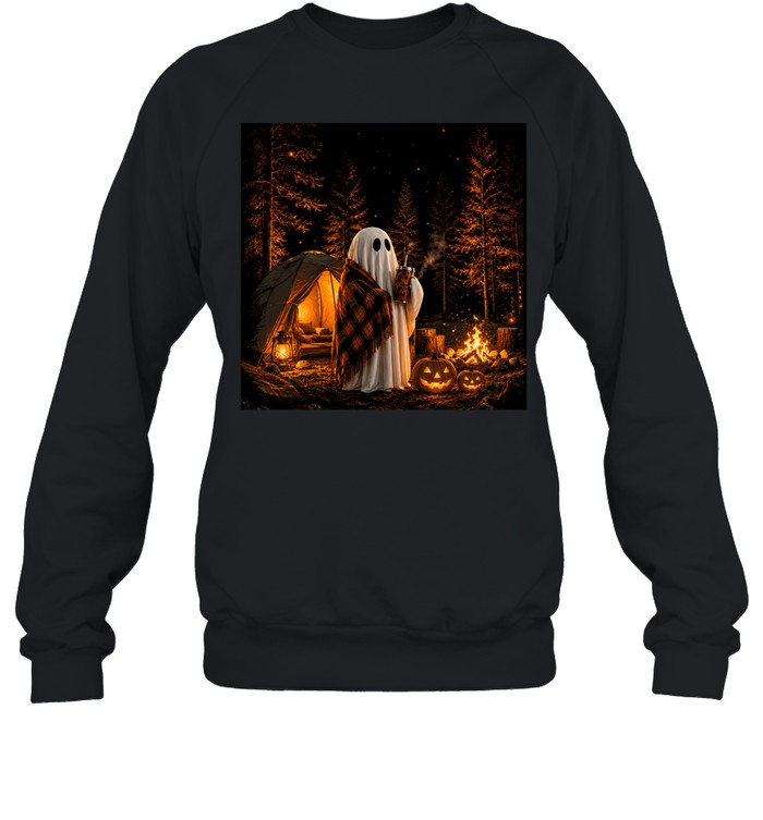 Cozy Camping Ghost Campfire Pumpkin Forest Halloween Unisex Sweatshirt Cozy Camping Ghost Campfire Pumpkin Forest Halloween Unisex Sweatshirt