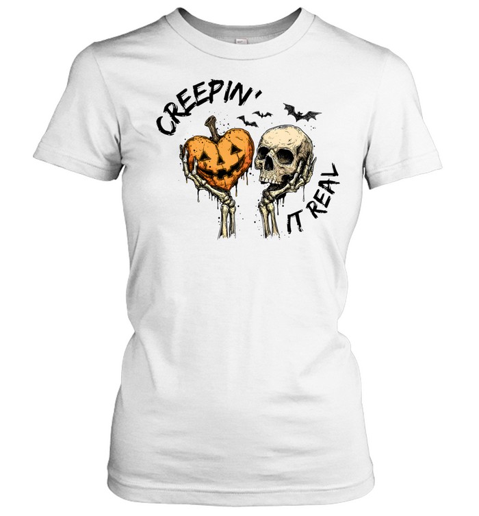 Creepy Skeleton Pumpkin Skull Halloween Classic Women's T-shirt