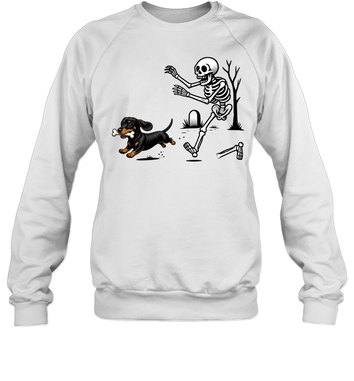 Dachshund Stealing Bone From Skeleton Cute Halloween Unisex Sweatshirt Dachshund Stealing Bone From Skeleton Cute Halloween Unisex Sweatshirt