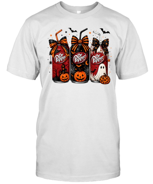 Dr Pepper Halloween Cans Coquette Bows Ghost Pumpkin Graphic Classic Men's T-shirt