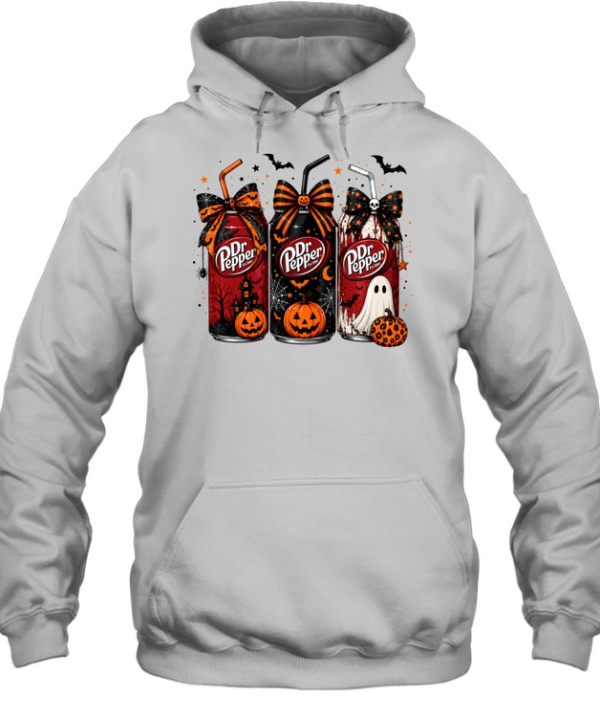 Dr Pepper Halloween Cans Coquette Bows Ghost Pumpkin Graphic  Unisex Hoodie