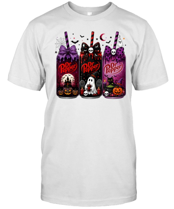 Dr Pepper Halloween Cans Ghost Witch Spooky Graphic Classic Men's T-shirt