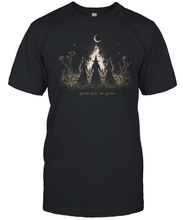 Girls Will Be Girls Three Witches Bonfire Ritual Halloween Classic Men's T-shirt