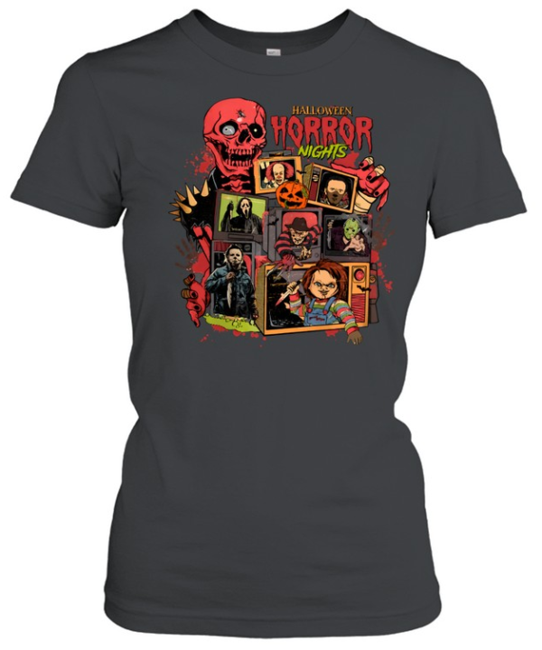 Halloween Horror Nights Slasher Villains Retro TV Stack  Classic Women's T-shirt