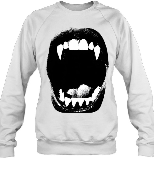 High-Contrast Vampire Fangs Screaming Mouth Gothic Grunge Unisex Sweatshirt