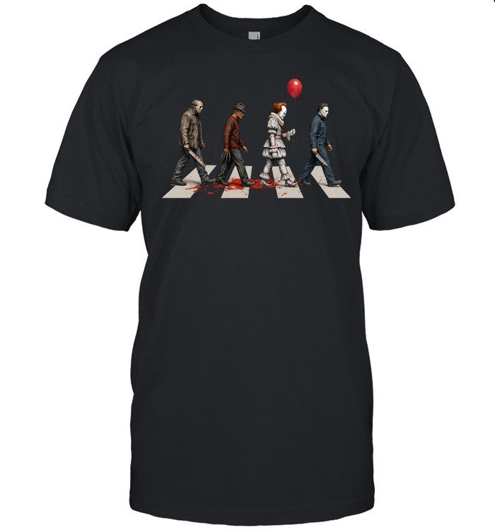 Horror Movie Abbey Road Parody Slasher Walking Crosswalk Classic Men's T-shirt Horror Movie Abbey Road Parody Slasher Walking Crosswalk Classic Men's T-shirt
