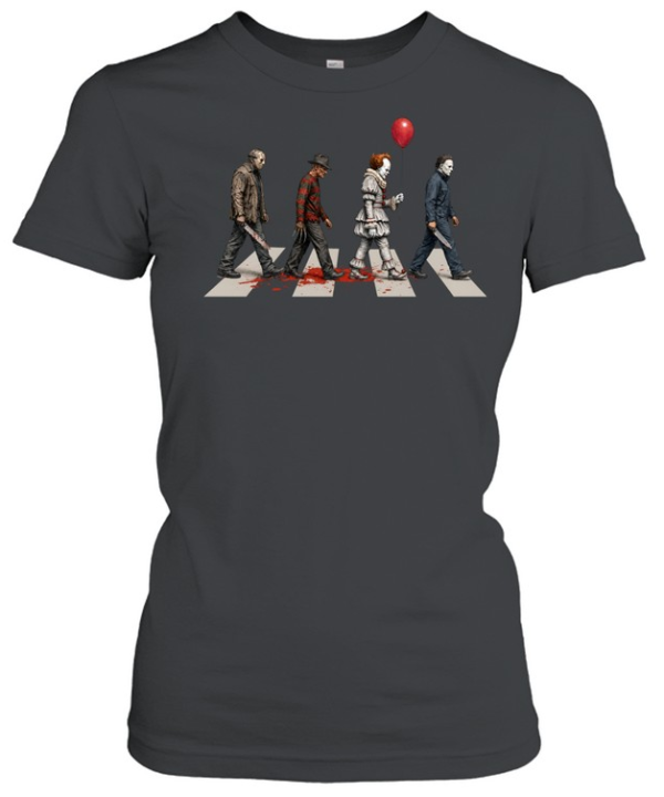 Horror Movie Abbey Road Parody Slasher Walking Crosswalk Classic Women's T-shirt