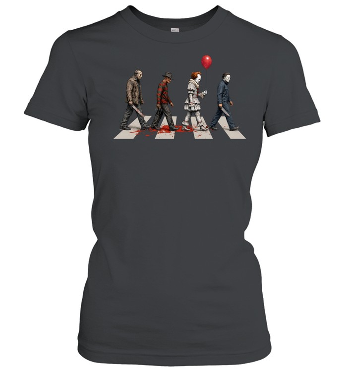 Horror Movie Abbey Road Parody Slasher Walking Crosswalk Classic Women's T-shirt