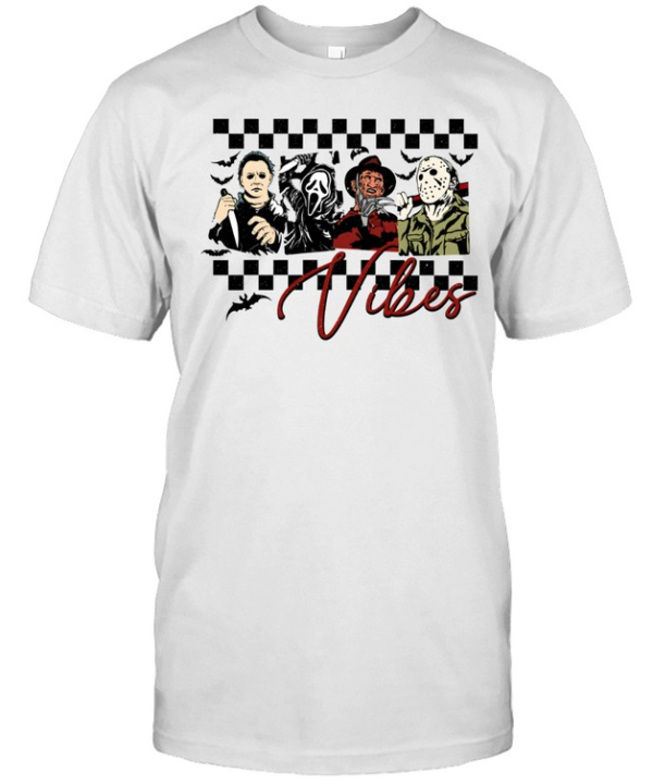 Horror Movie Vibes Slasher Squad Michael Myers Jason Ghostface Freddy Classic Men's T-shirt