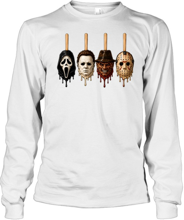 Horror Slasher Popsicles Freddy Jason Michael Ghostface Long Sleeved T-shirt