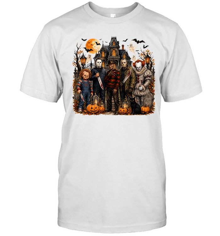 Horror Slasher Squad Haunted House Halloween Graphic Classic Men's T-shirt Horror Slasher Squad Haunted House Halloween Graphic Classic Men's T-shirt