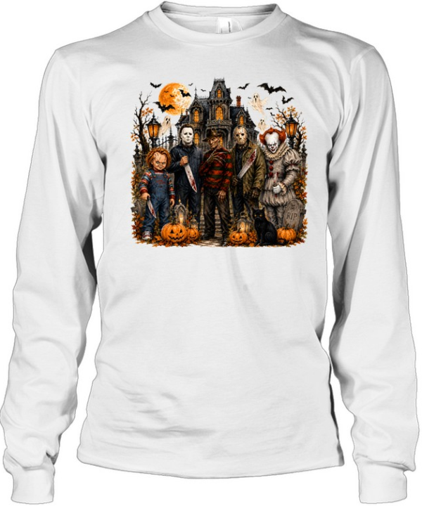 Horror Slasher Squad Haunted House Halloween Graphic Long Sleeved T-shirt