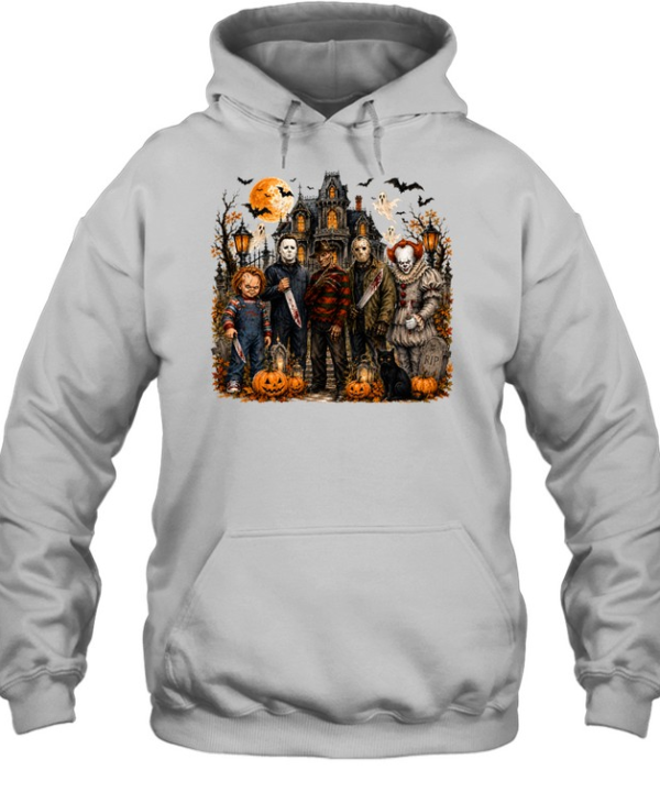 Horror Slasher Squad Haunted House Halloween Graphic Unisex Hoodie