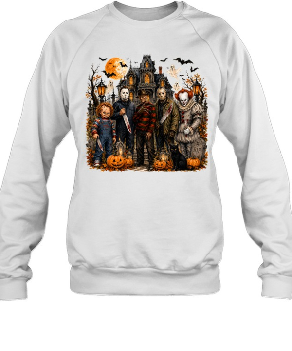 Horror Slasher Squad Haunted House Halloween Graphic Unisex Sweatshirt