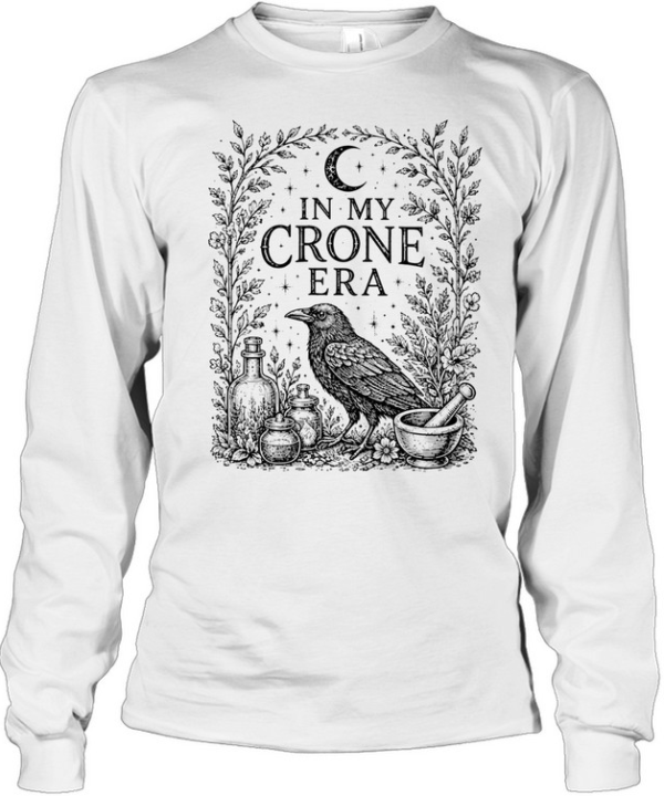 In My Crone Era Vintage Raven Apothecary Botanical Sage Long Sleeved T-shirt