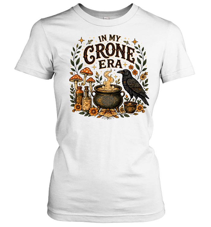 In My Crone Era Vintage Witchy Cauldron Raven Terracotta Classic Women's T-shirt