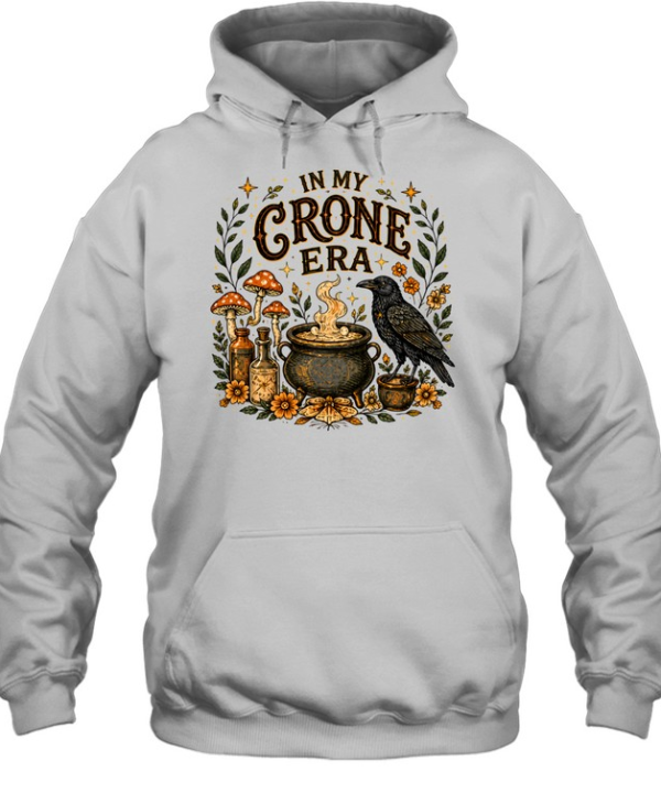 In My Crone Era Vintage Witchy Cauldron Raven Terracotta Unisex Hoodie