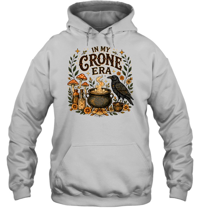 In My Crone Era Vintage Witchy Cauldron Raven Terracotta Unisex Hoodie In My Crone Era Vintage Witchy Cauldron Raven Terracotta Unisex Hoodie