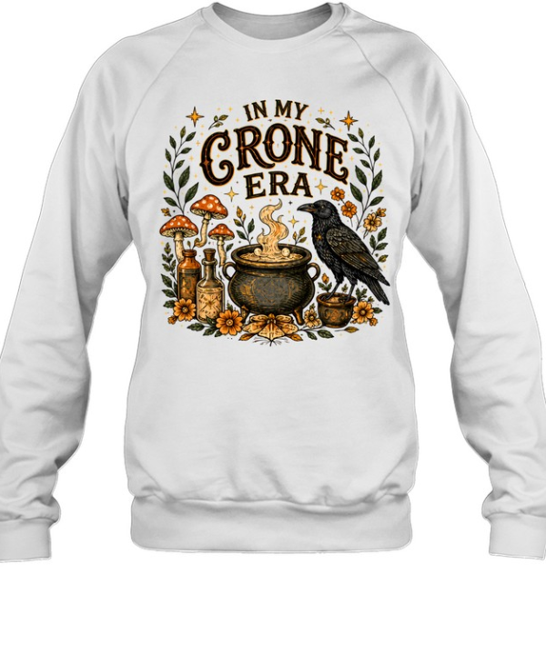 In My Crone Era Vintage Witchy Cauldron Raven Terracotta Unisex Sweatshirt