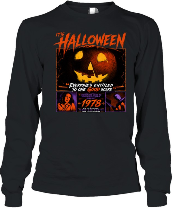 It's Halloween 1978 Movie Jack-O-Lantern Quotes Long Sleeved T-shirt