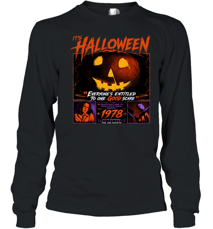 It's Halloween 1978 Movie Jack-O-Lantern Quotes Long Sleeved T-shirt