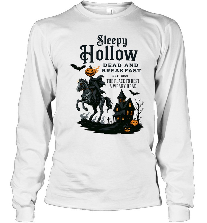 Just Waiting For Halloween Skeleton Drinking Coffee Pumpkin Tee Long Sleeved T-shirt