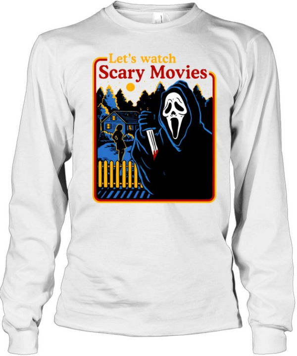Let's Watch Scary Movies Ghostface Scream Halloween  Long Sleeved T-shirt