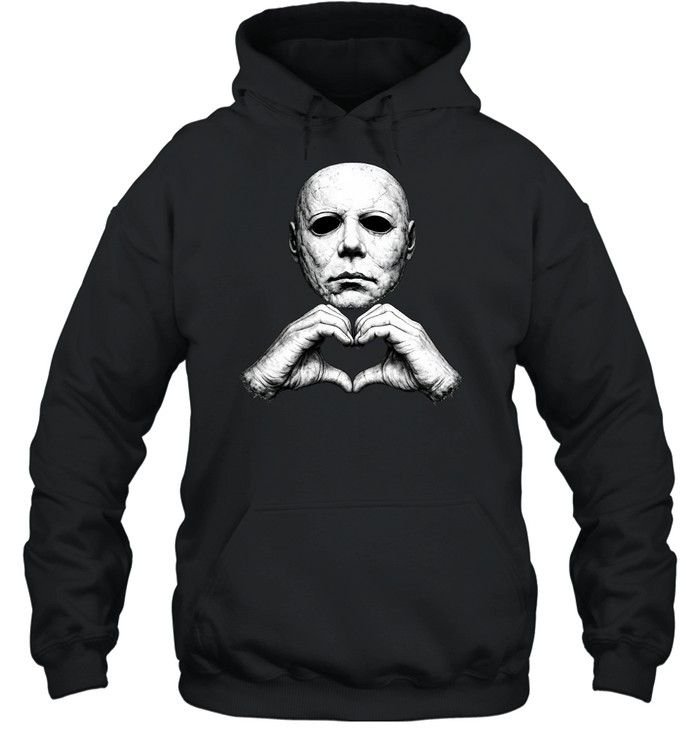 Michael Myers Heart Hands Funny Halloween Slasher Graphic Unisex Hoodie Michael Myers Heart Hands Funny Halloween Slasher Graphic Unisex Hoodie