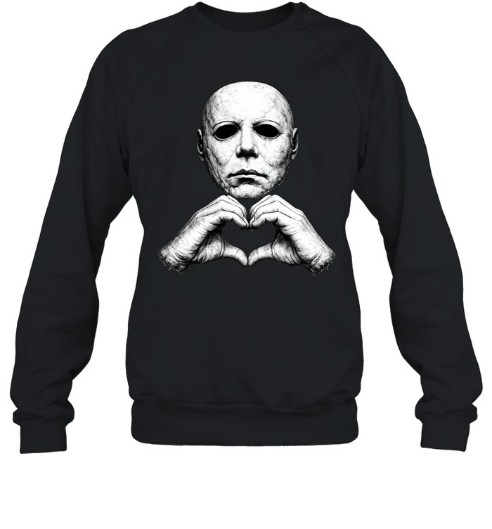 Michael Myers Heart Hands Funny Halloween Slasher Graphic Unisex Sweatshirt Michael Myers Heart Hands Funny Halloween Slasher Graphic Unisex Sweatshirt