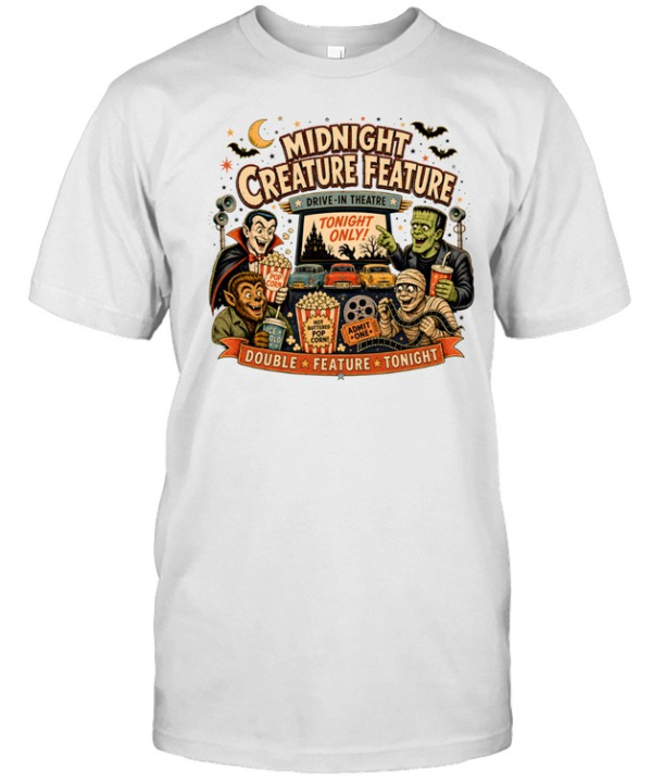 Midnight Creature Feature Retro Drive-In Theatre Classic Monsters  Classic Men's T-shirt