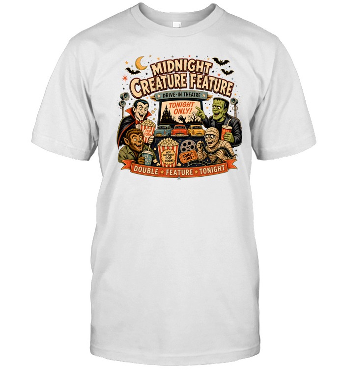 Midnight Creature Feature Retro Drive-In Theatre Classic Monsters Classic Men's T-shirt Midnight Creature Feature Retro Drive-In Theatre Classic Monsters Classic Men's T-shirt