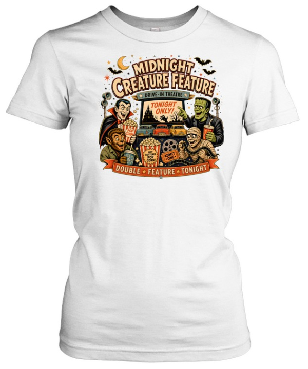 Midnight Creature Feature Retro Drive-In Theatre Classic Monsters  Classic Women's T-shirt