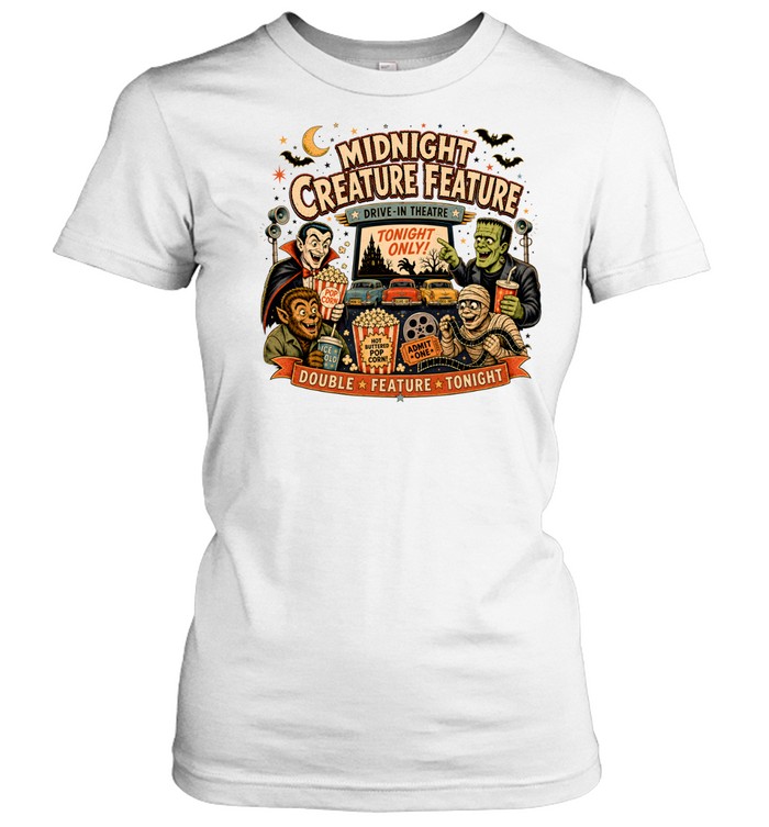 Midnight Creature Feature Retro Drive-In Theatre Classic Monsters Classic Women's T-shirt