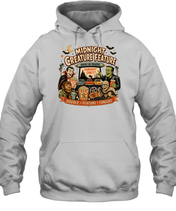 Midnight Creature Feature Retro Drive-In Theatre Classic Monsters Unisex Hoodie