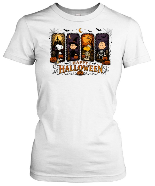 Peanuts Happy Halloween Snoopy Woodstock Charlie Brown Costume  Classic Women's T-shirt