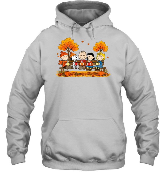 Peanuts Snoopy Autumn Fall Sitting On Bench Drinking Coffee Unisex Hoodie Peanuts Snoopy Autumn Fall Sitting On Bench Drinking Coffee Unisex Hoodie