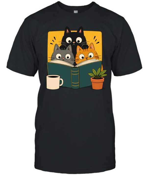 Retro Curious Reading Cats Classic Men's T-shirt
