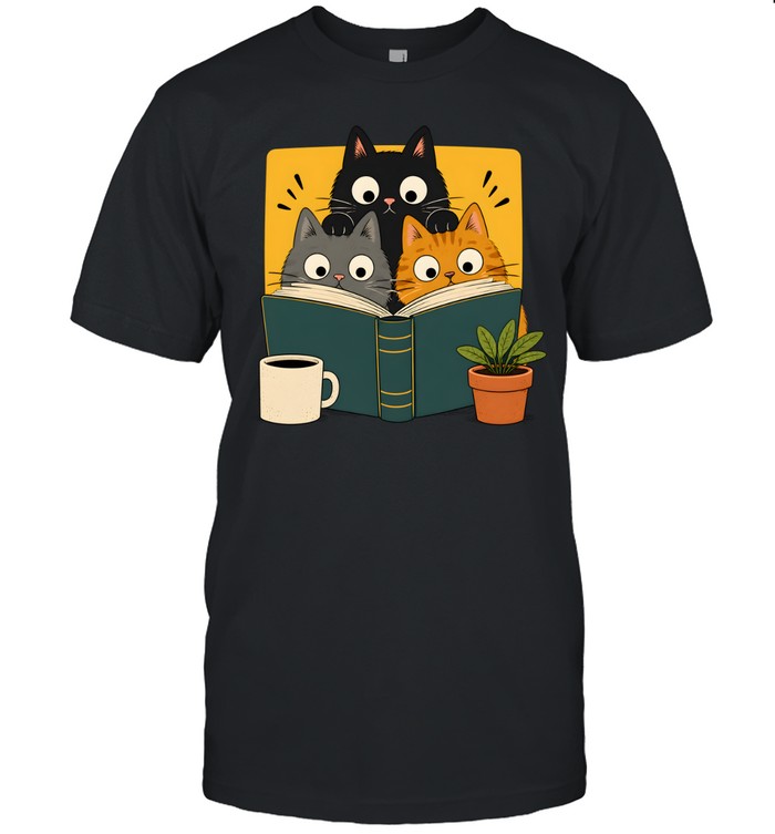 Retro Curious Reading Cats Classic Men's T-shirt Retro Curious Reading Cats Classic Men's T-shirt