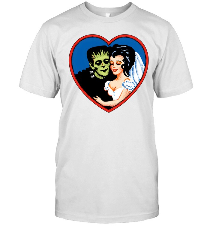 Retro Frankenstein Monster Couple Heart Graphic Tee Classic Men's T-shirt Retro Frankenstein Monster Couple Heart Graphic Tee Classic Men's T-shirt